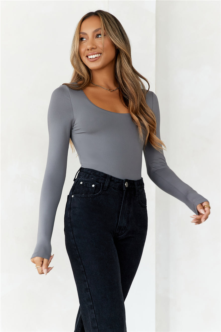 BASE  Second Skin Long Sleeve Bodysuit Charcoal