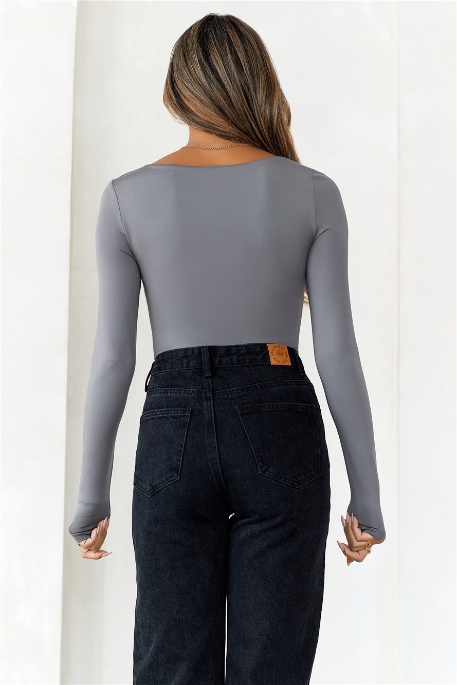 BASE  Second Skin Long Sleeve Bodysuit Charcoal