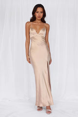 HELLO MOLLY The Sophia Satin Maxi Dress Champagne