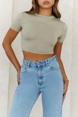 HELLO MOLLY BASE The Baby Tee Crop Top Sage
