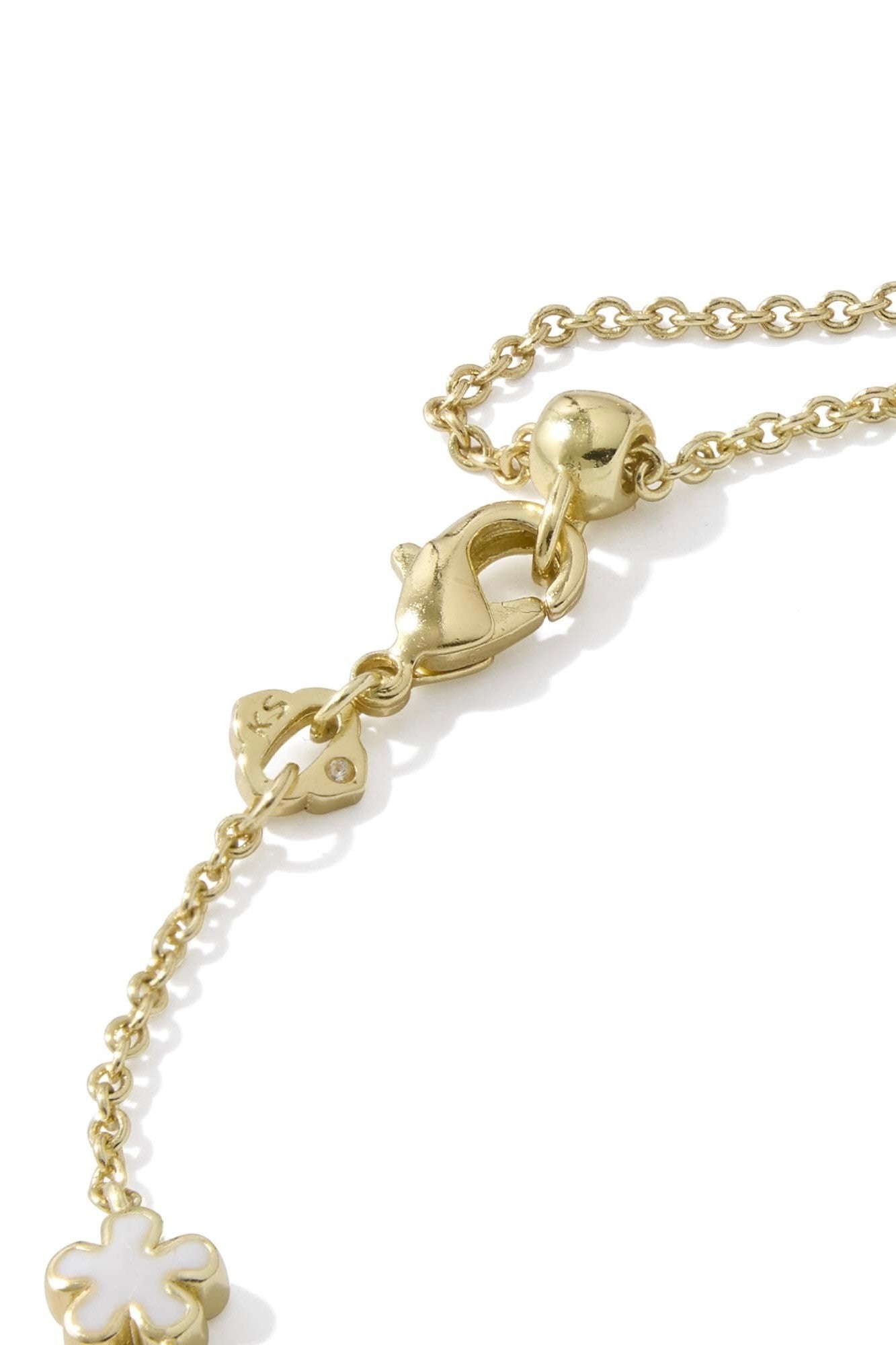 Jane Gold Delicate Chain Bracelet White Enamel