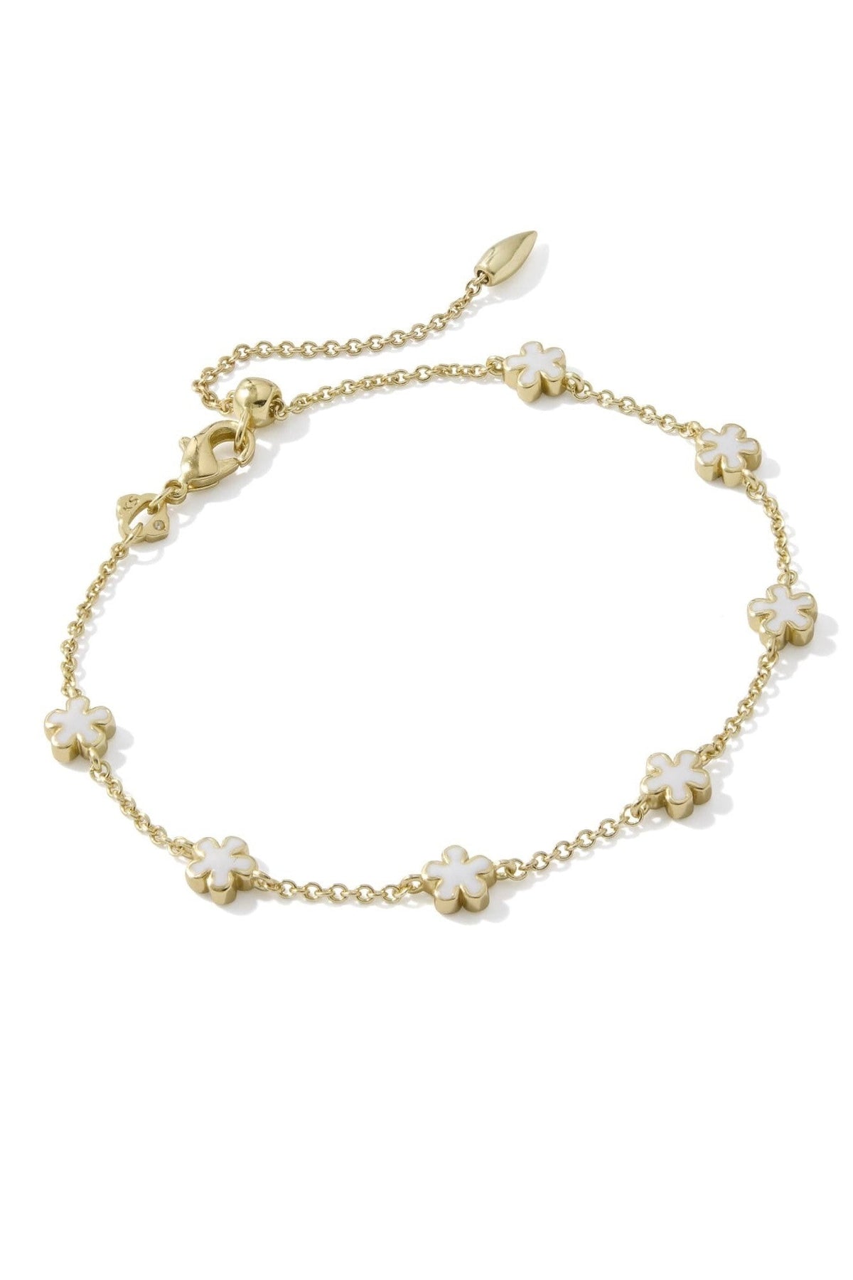 Jane Gold Delicate Chain Bracelet White Enamel