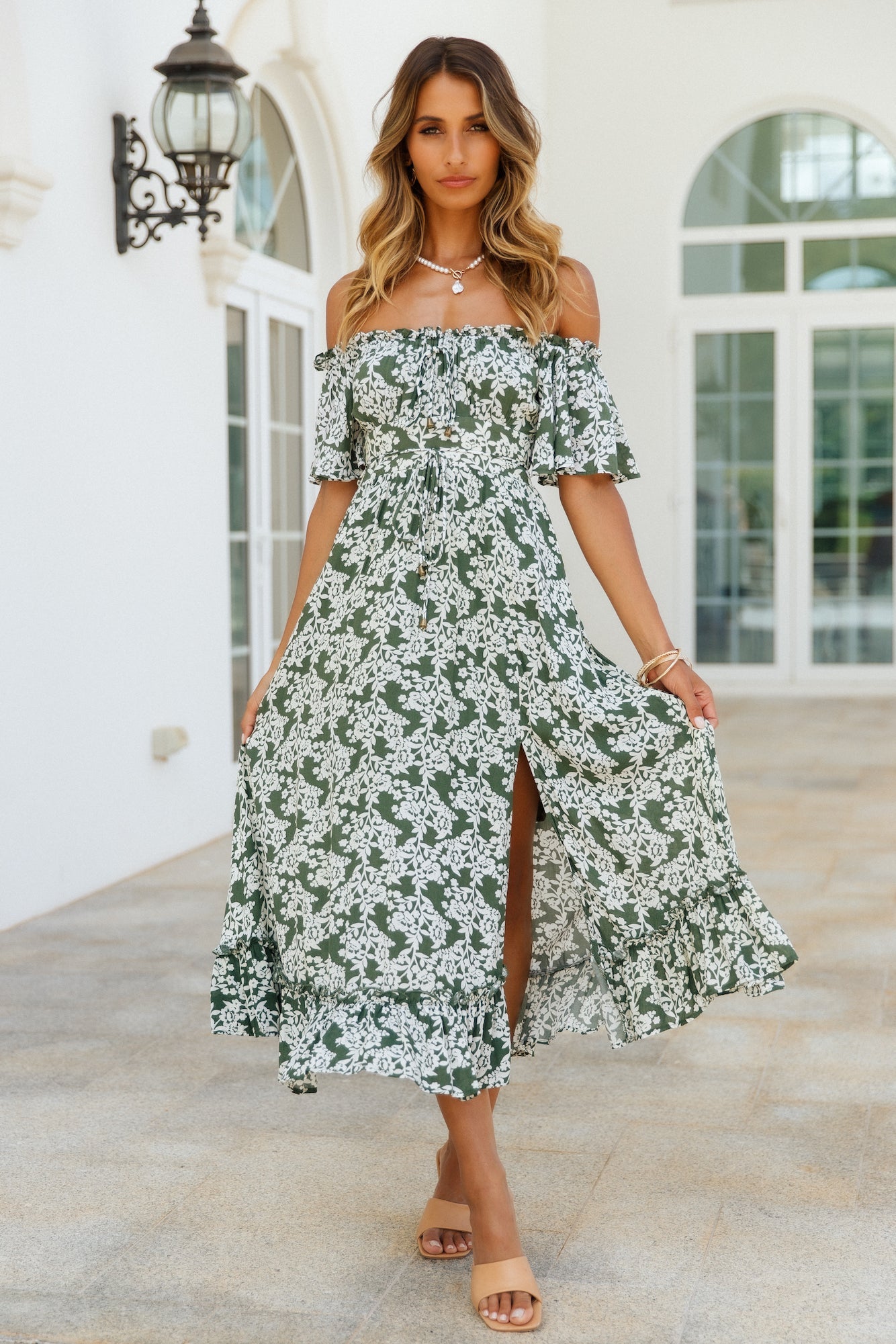 Boho Muse Midi Dress Olive