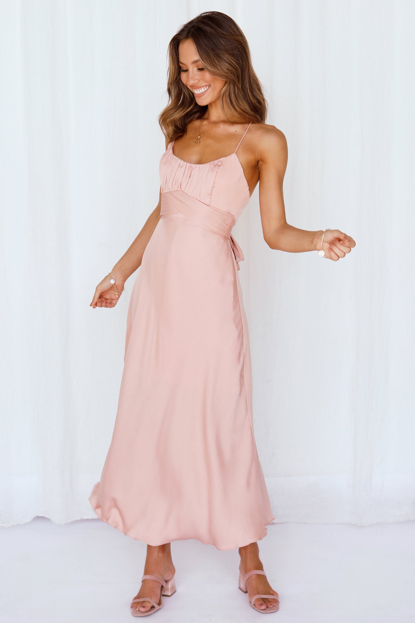 Jane Midi Dress Peach