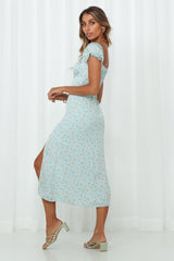 Catch Your Breath Midi Dress Blue