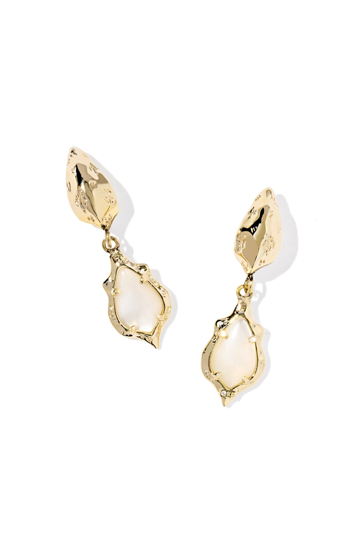 Adriana Scallop Frame Gold Huggie Earrings Natural Mother Of Pearl