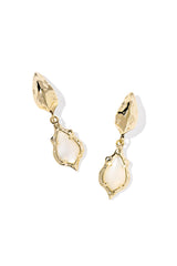 Adriana Scallop Frame Gold Huggie Earrings Natural Mother Of Pearl