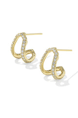 Daphne Pave Gold Huggie Earrings White CZ