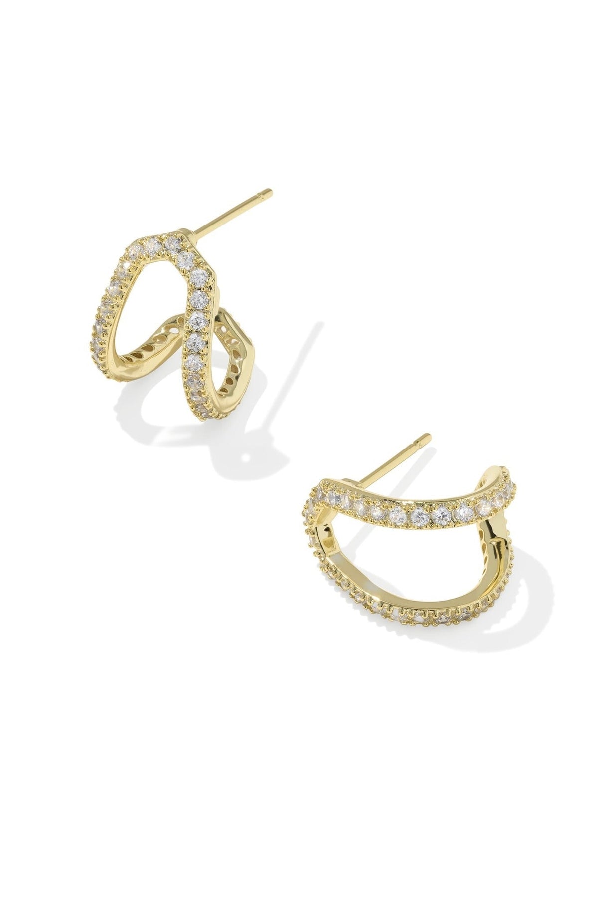 Daphne Pave Gold Huggie Earrings White CZ