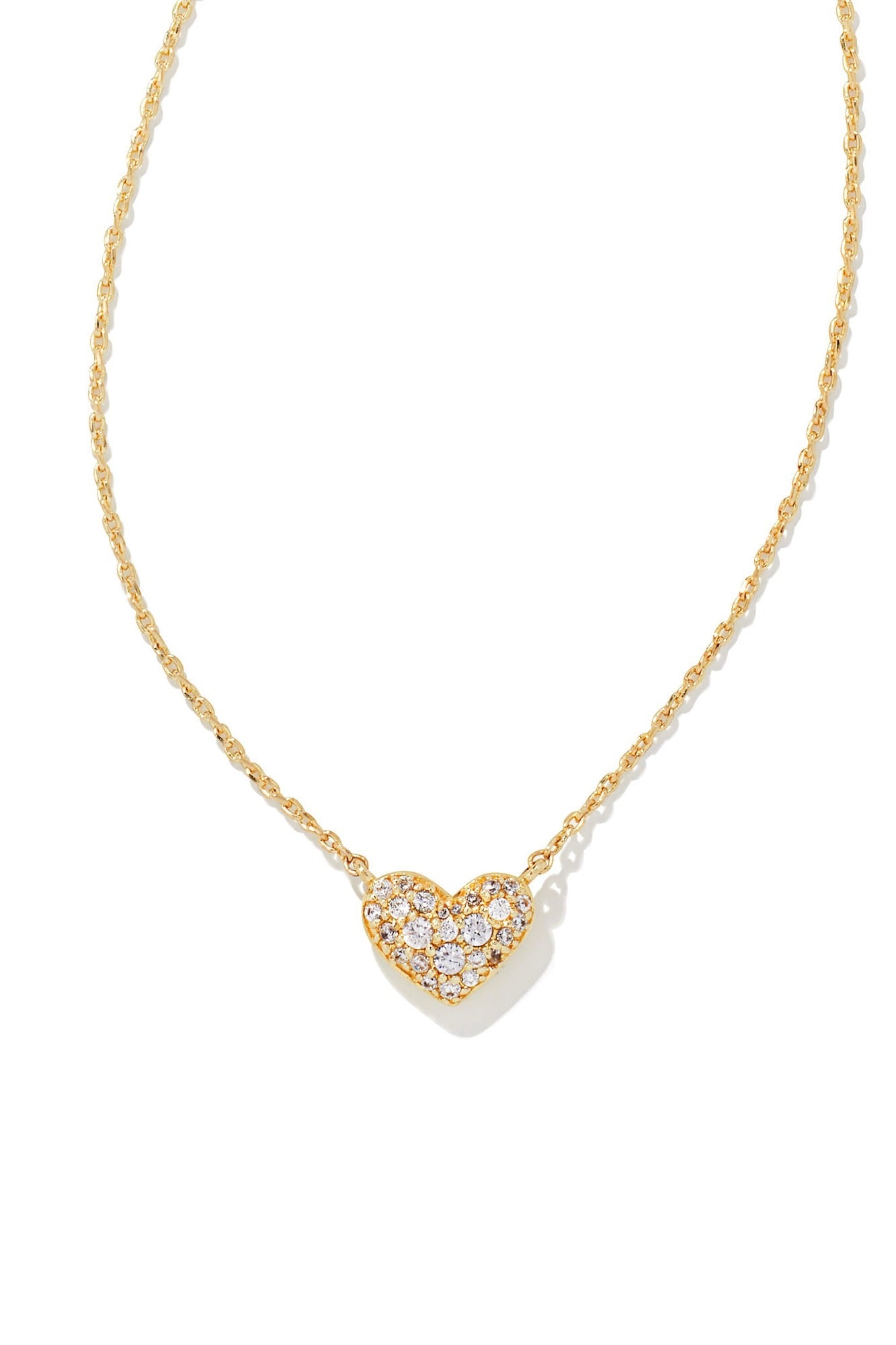 KENDRA SCOTT Ari Gold Pave Crystal Heart Necklace Gold Metal White Crystal