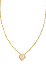 Framed Gold Tess Satellite Short Pendant Necklace Gold Iridescent Drusy