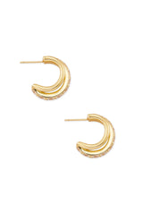 KENDRA SCOTT Livy Gold Huggie Earrings White Crystal