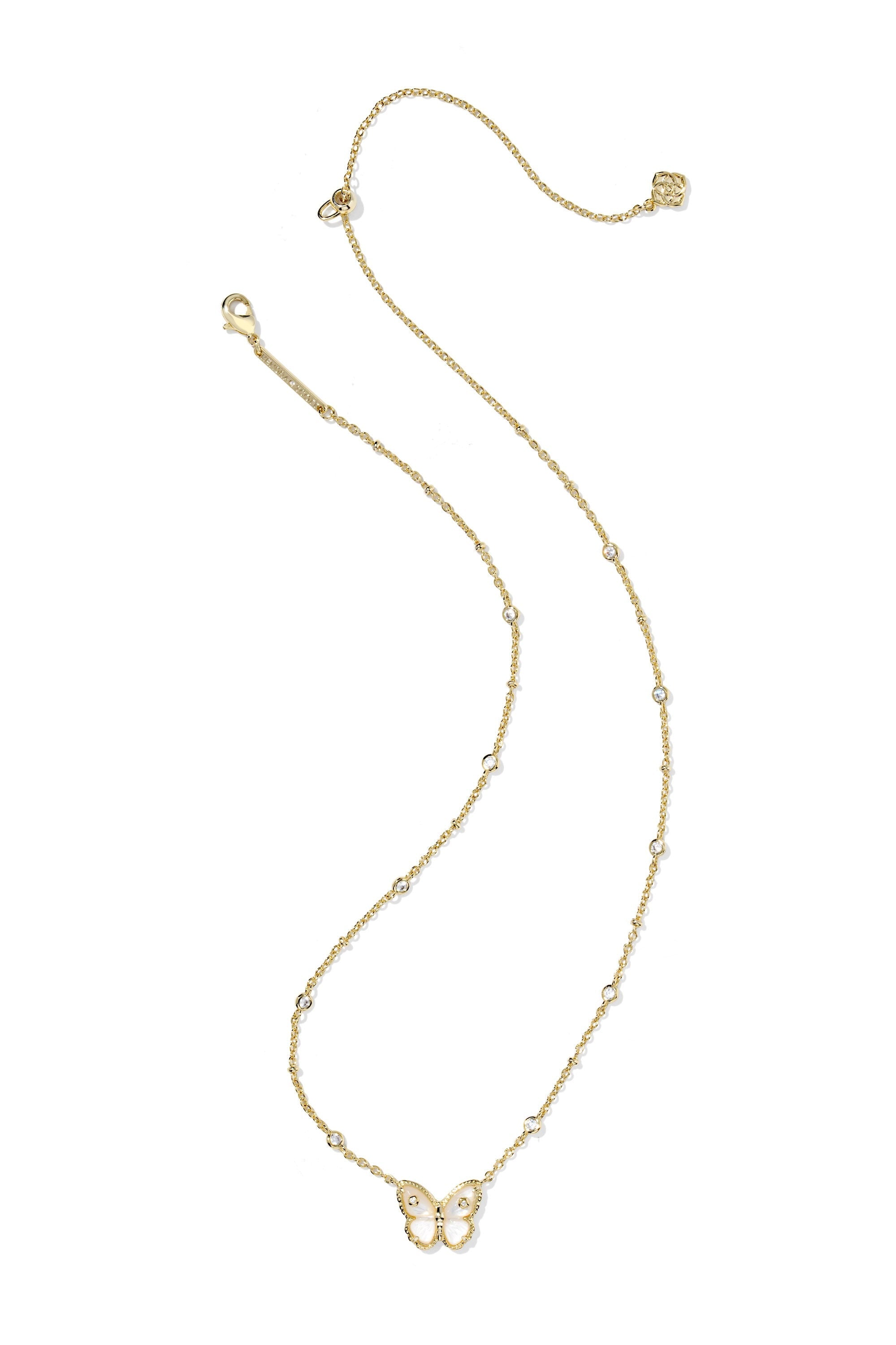 Cailey Butterfly Gold Short Pendant Necklace Ivory Mother Of Pearl
