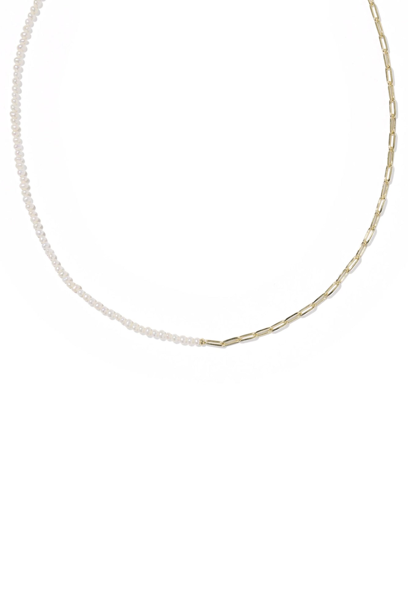 Markie Gold Half Chain Necklace Freshwater Cultured Pearl