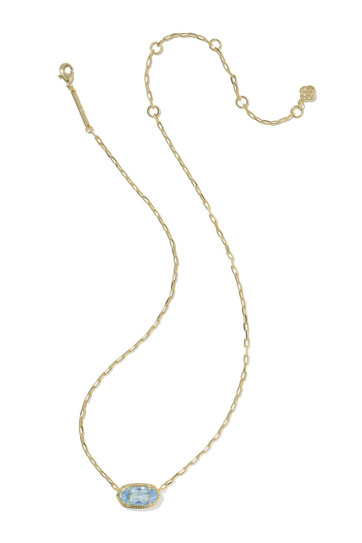 Elisa Luxe Gold Short Pendant Necklace Light Blue CZ