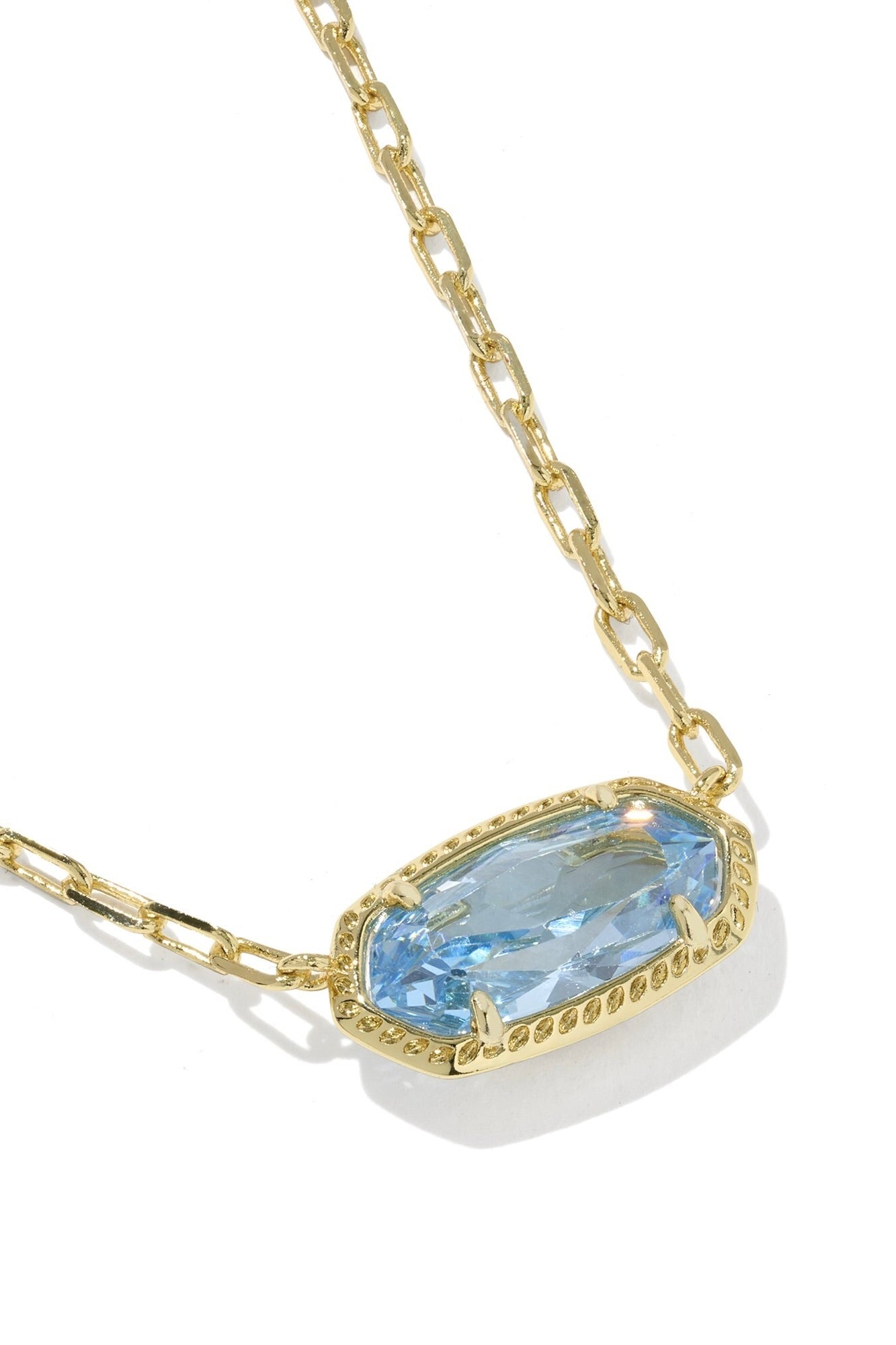 Elisa Luxe Gold Short Pendant Necklace Light Blue CZ