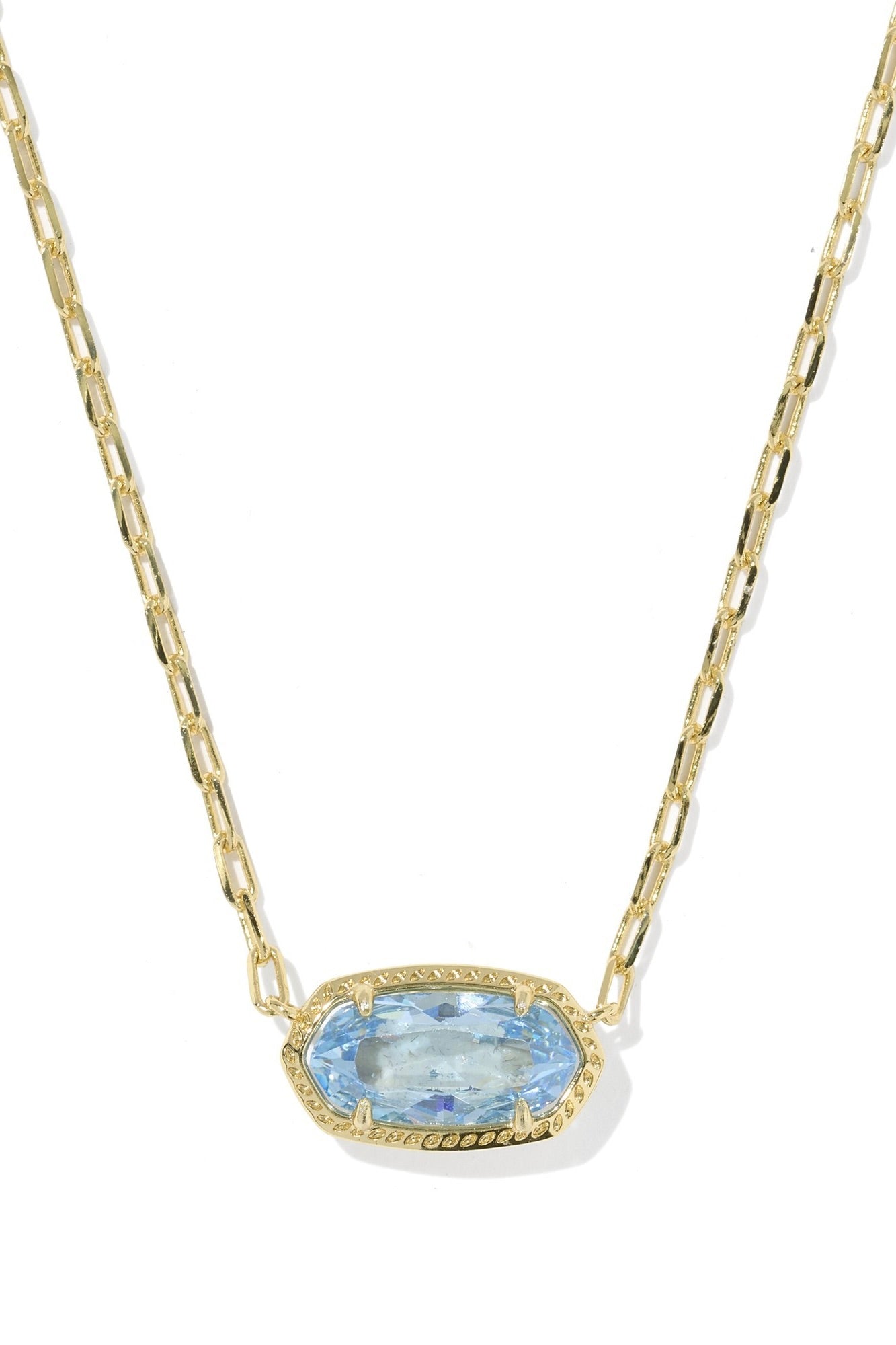 Elisa Luxe Gold Short Pendant Necklace Light Blue CZ