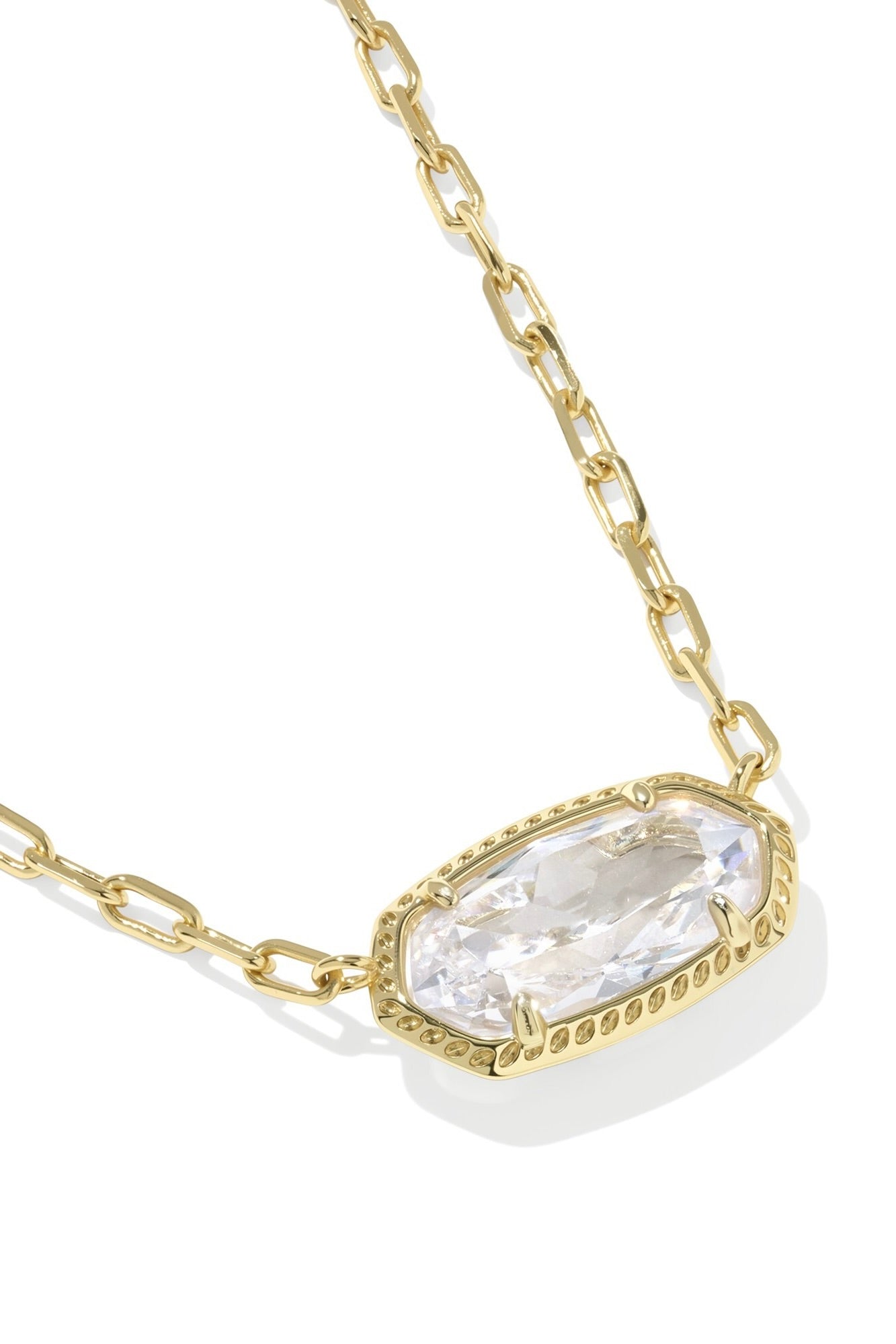 Elisa Luxe Gold Short Pendant Necklace White CZ