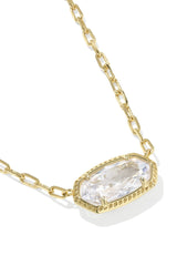 Elisa Luxe Gold Short Pendant Necklace White CZ
