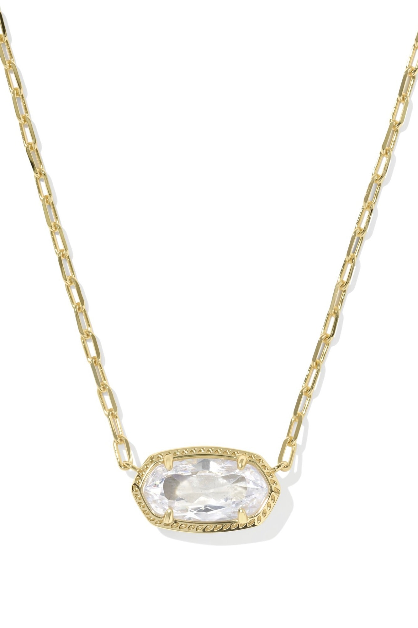 Elisa Luxe Gold Short Pendant Necklace White CZ