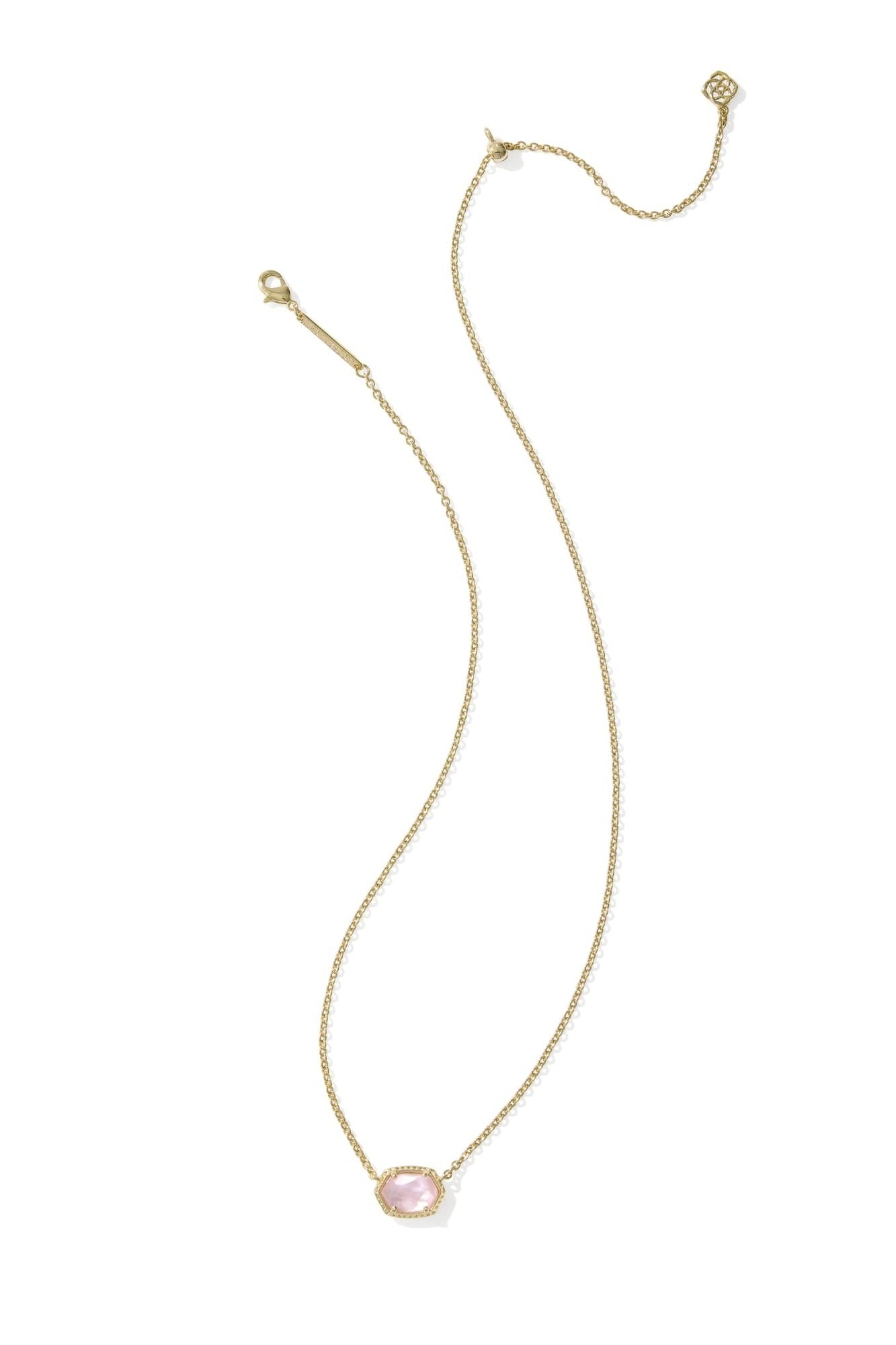 Daphne Gold Frame Short Pendant Necklace Light Pink Mother Of Pearl