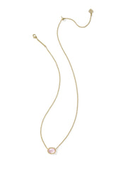 Daphne Gold Frame Short Pendant Necklace Light Pink Mother Of Pearl