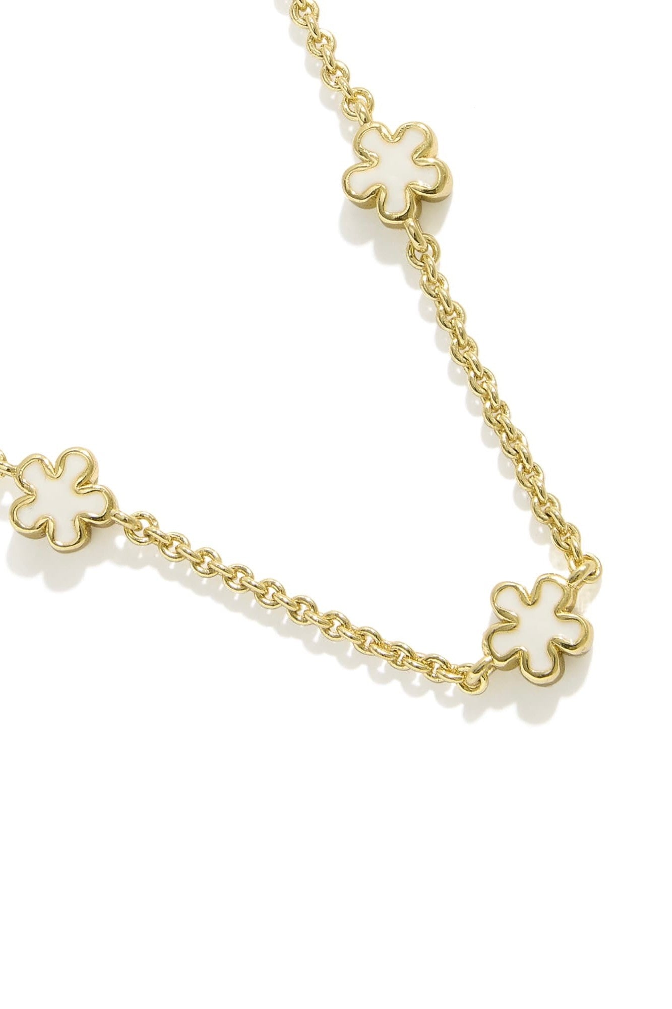 Jane Gold Strand Necklace White Enamel