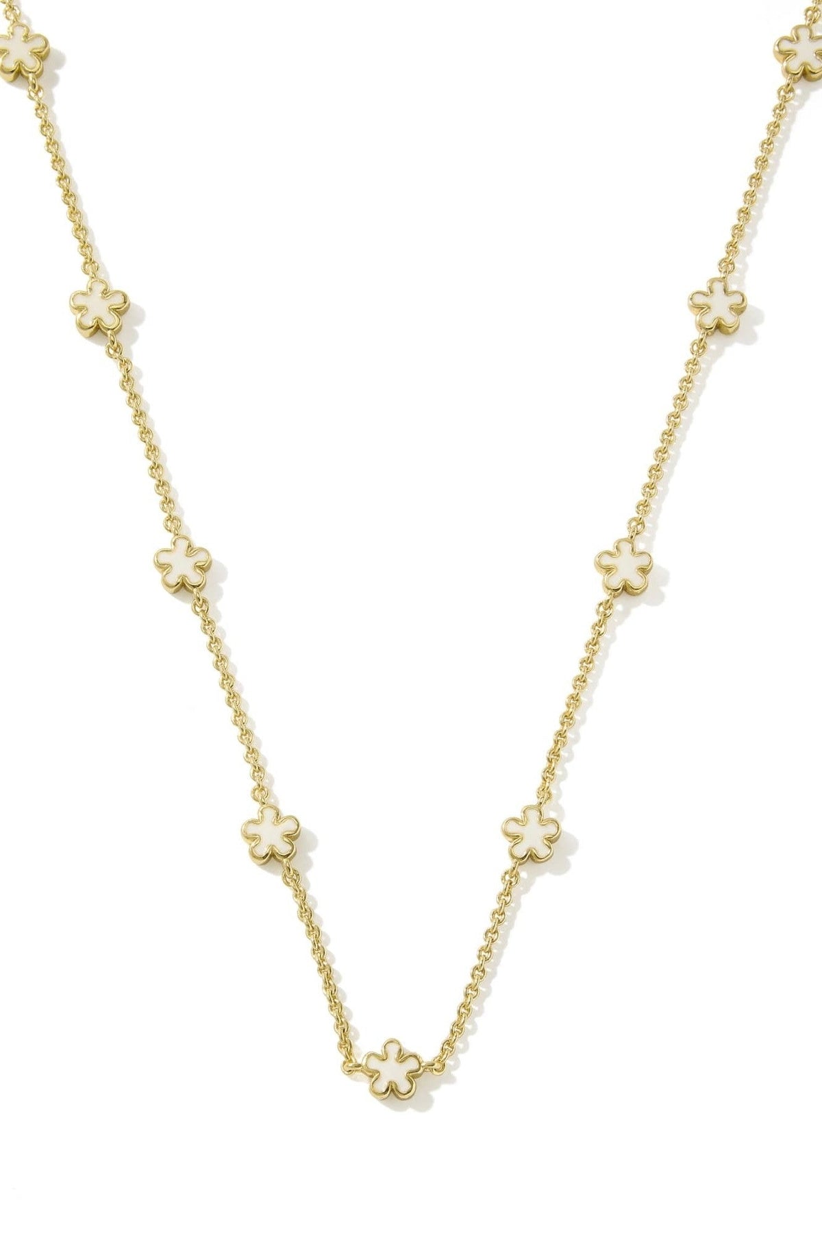 Jane Gold Strand Necklace White Enamel