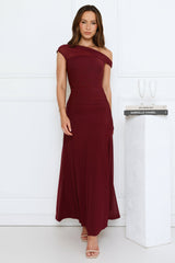 Dusk Noir Off Shoulder Maxi Dress Wine
